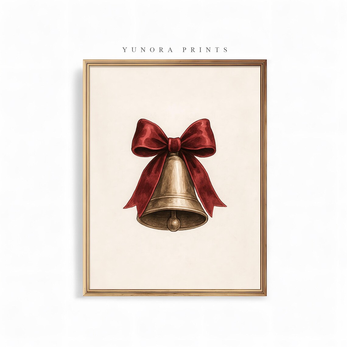 Vintage Christmas Bell Art Print, Holiday Decor