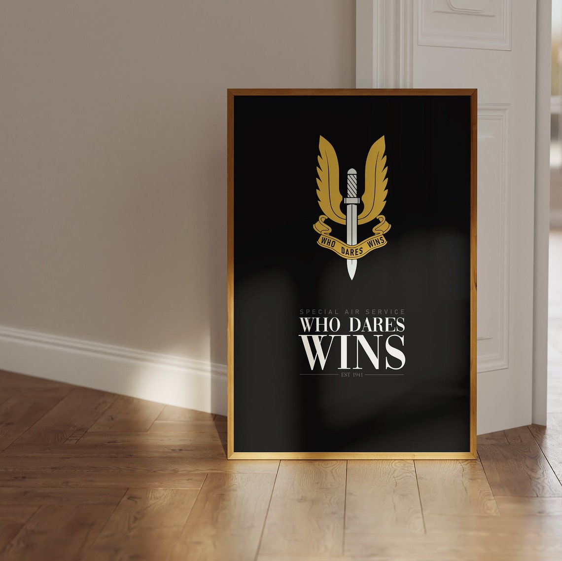 Special Air Service Who Dares Wins Winged Dagger Black Poster - Image 4