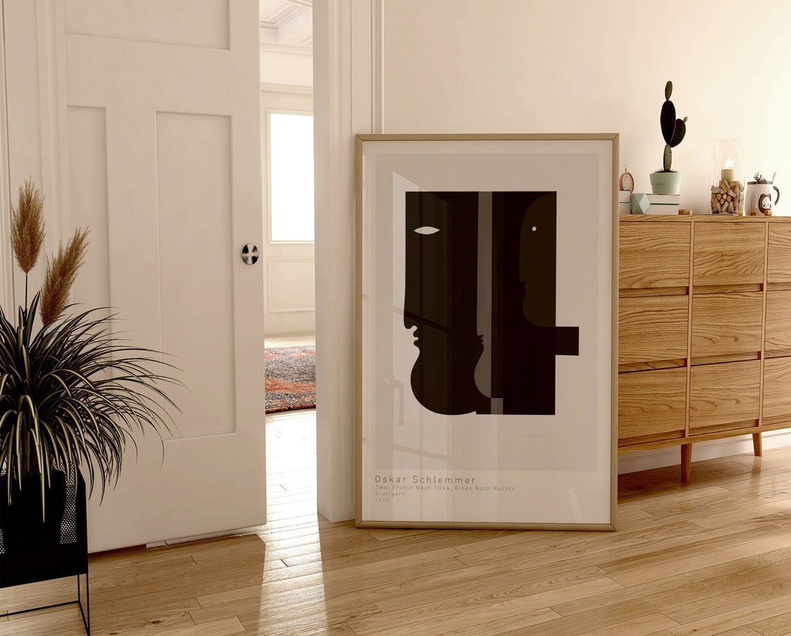 Oskar Schlemmer Zwei Profile 1920 White Minimalist Faces Art Poster - Image 2