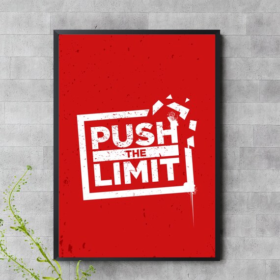 Push The Limit Poster Bold Red Motivational Wall Art Fitness Print