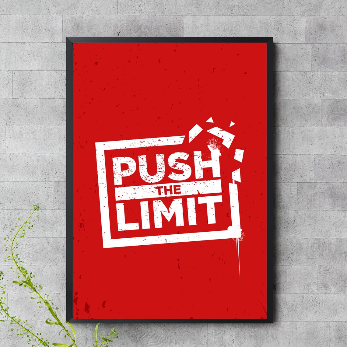 Push The Limit Poster Bold Red Motivational Wall Art Fitness Print