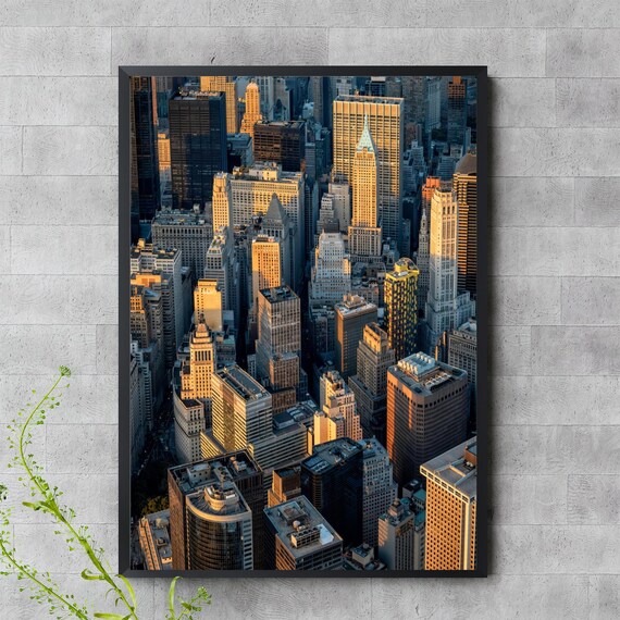 New York City Skyline Aerial View Of Skyscrapers Wall Art