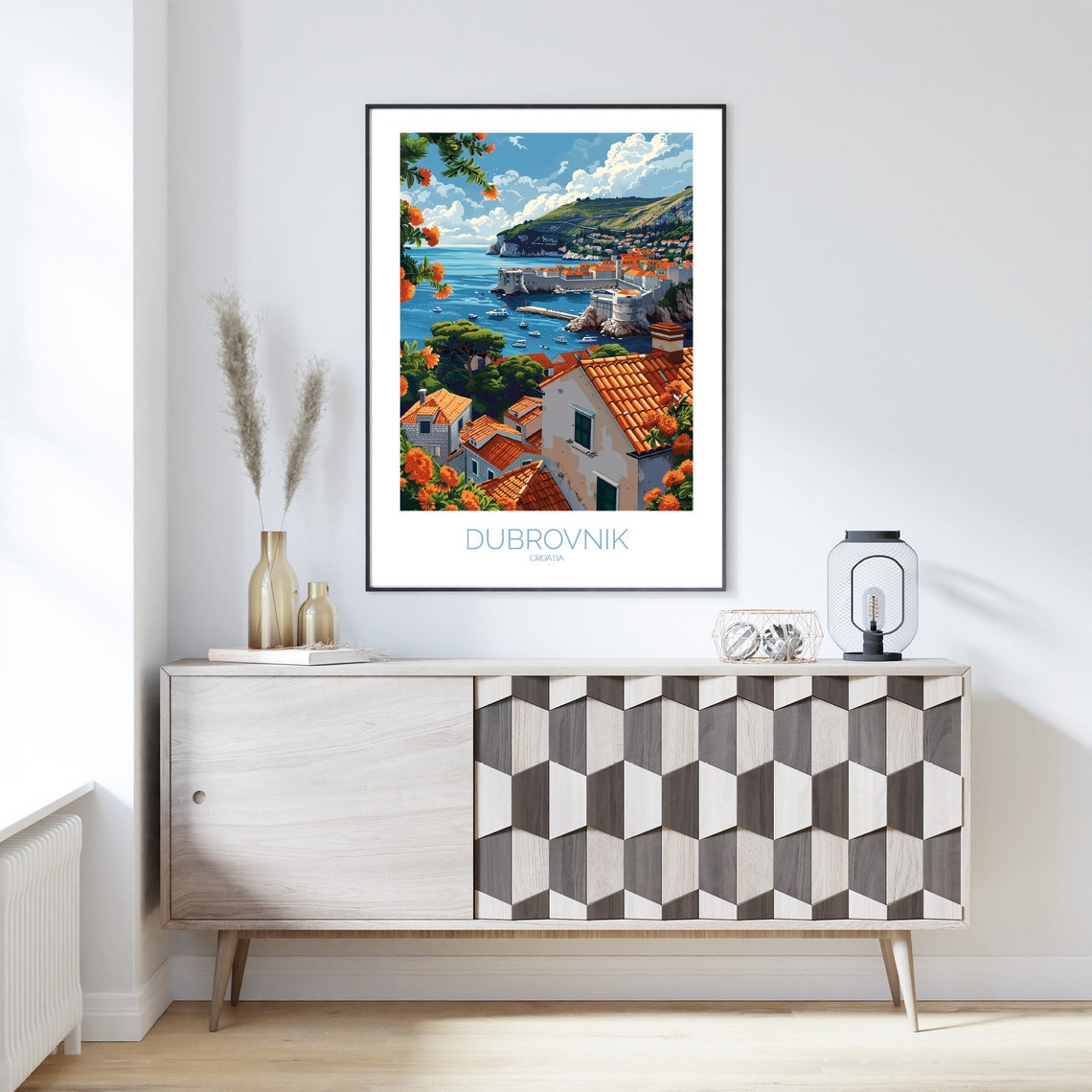 Dubrovnik Croatia Old Town Harbor Orange Rooftops Sea View Poster - Image 3