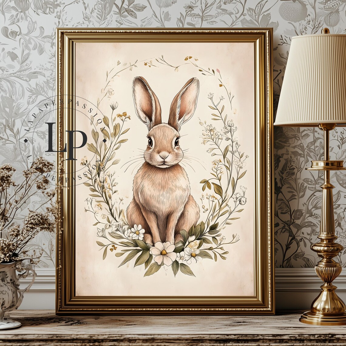 Vintage Easter Bunny Art Print, Cottagecore Nursery Decor - Image 3