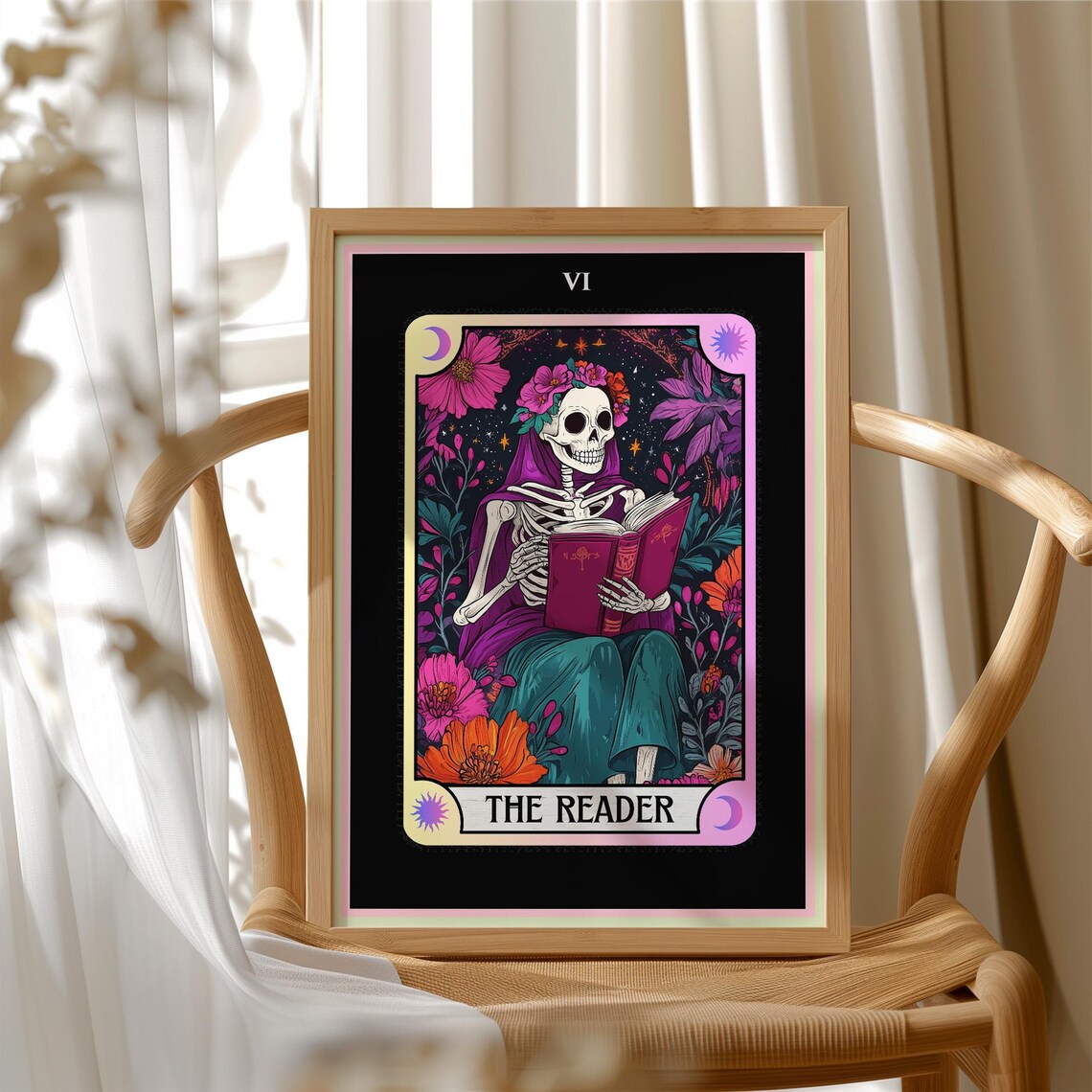 The Reader Tarot Card, Cute Skeleton Book Lover - Image 3