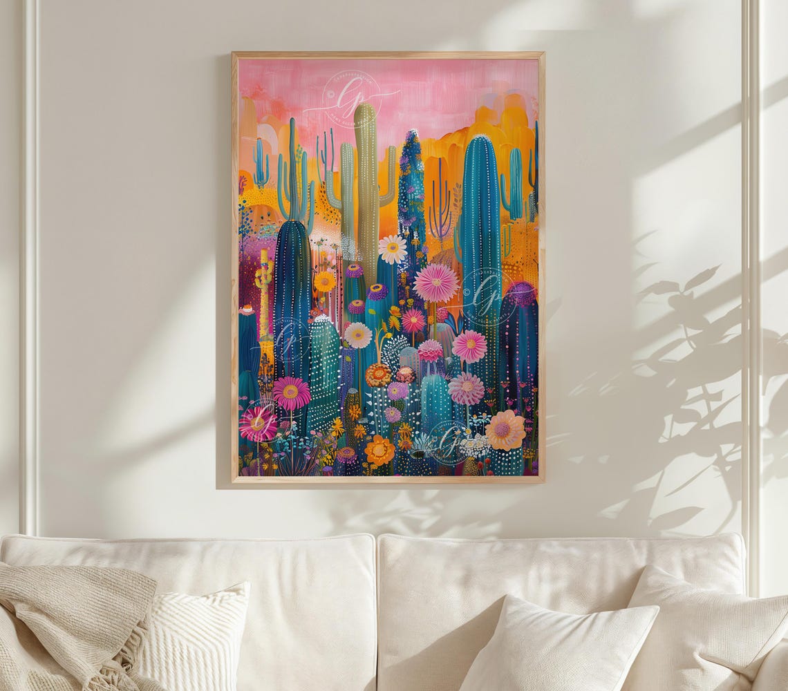 Maximalist Wall Art Eclectic Wall Art Desert Abstract Wall Print Trendy Wall Art Colourful Bedroom Poster Dopamine Decor - Image 2
