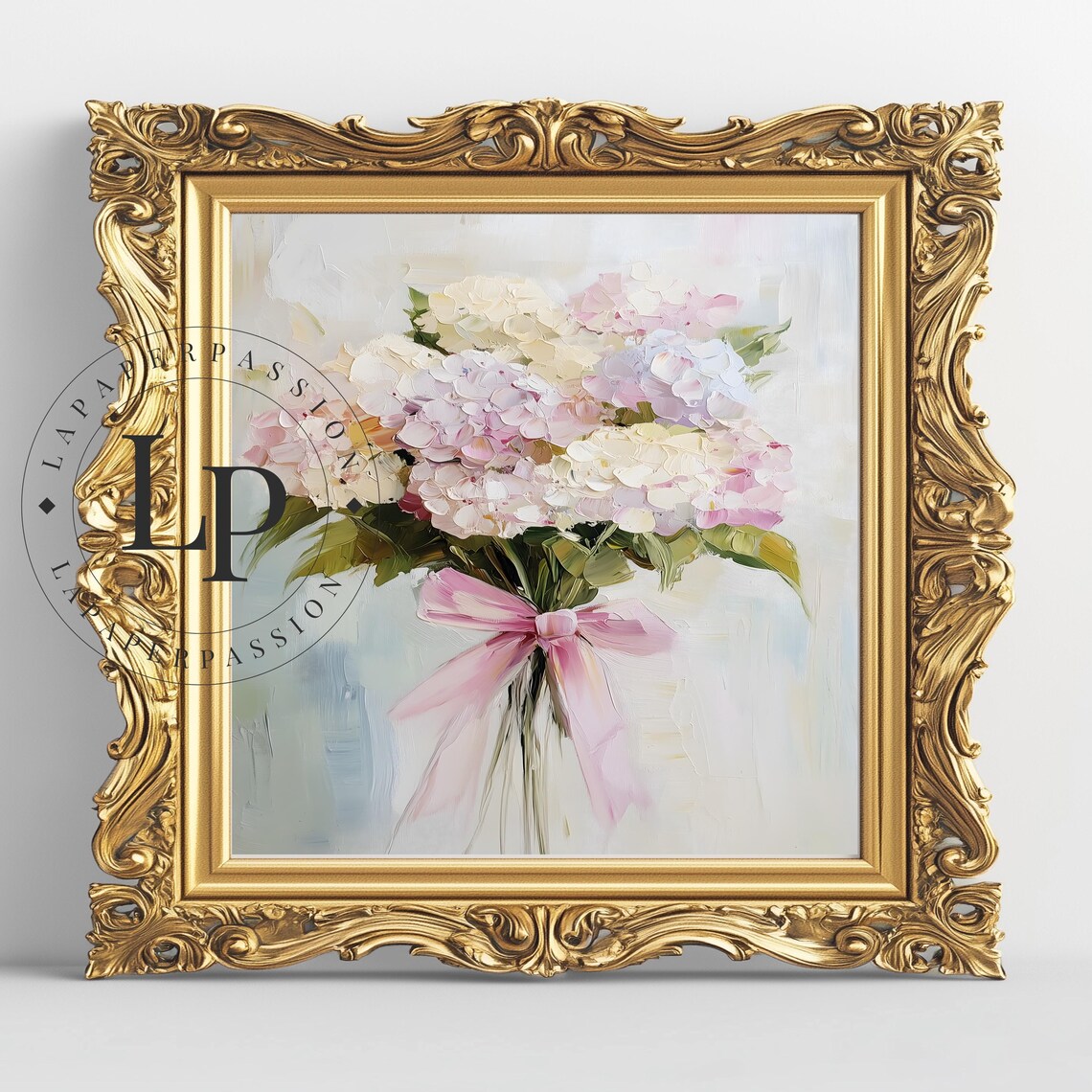 Hydrangea Floral Bouquet, Pastel Exhibition Poster - Image 5