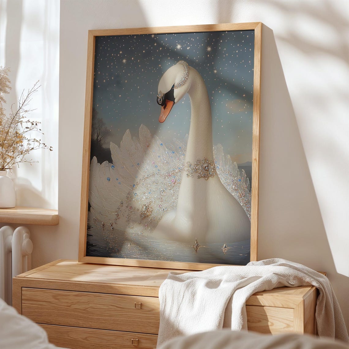 White Swan Wall Art Print Swan Nursery Art Elegant Swan Painting Poster Feminine Home Decor For Girls Bedroom Graceful Swan Art - Image 5