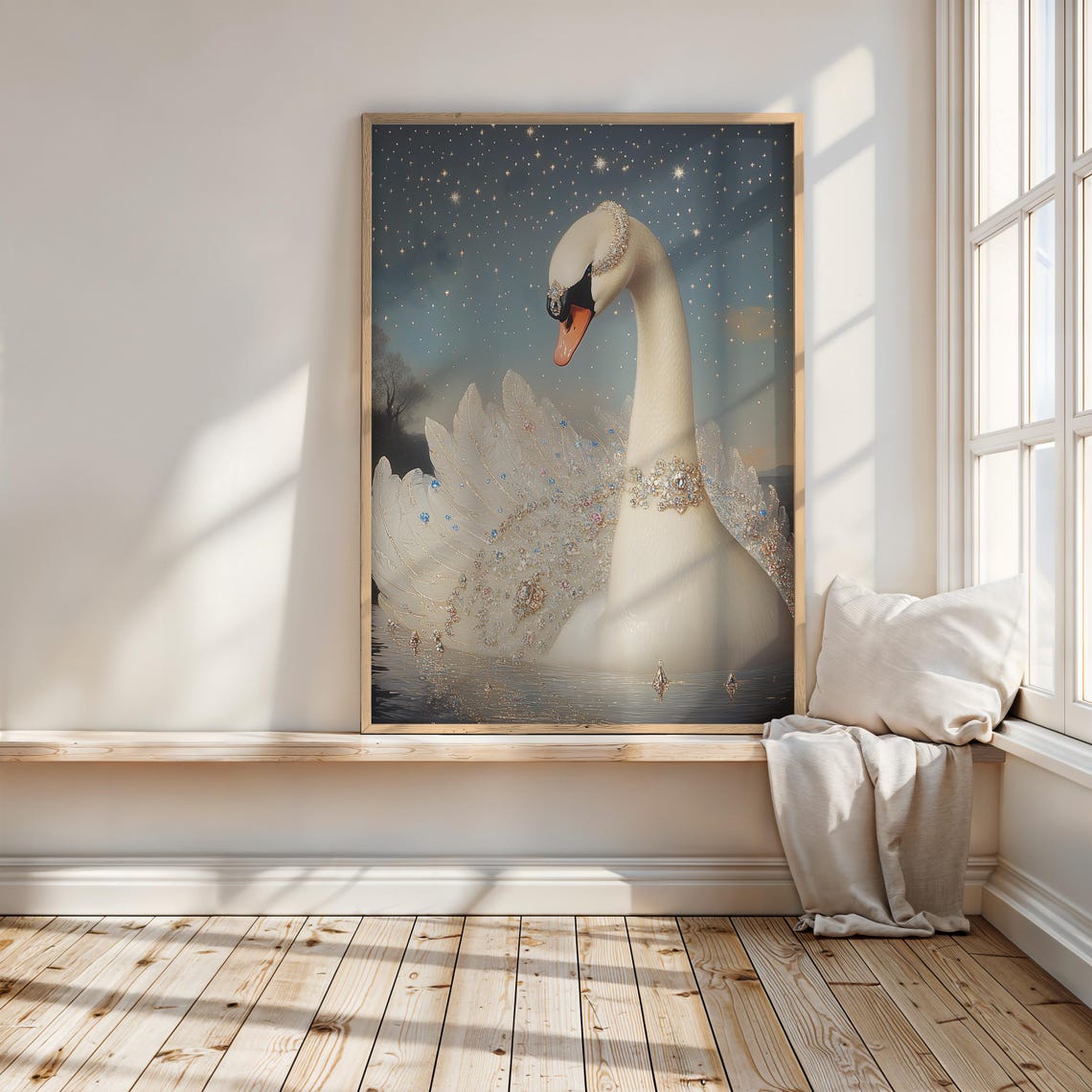 White Swan Wall Art Print Swan Nursery Art Elegant Swan Painting Poster Feminine Home Decor For Girls Bedroom Graceful Swan Art - Image 4