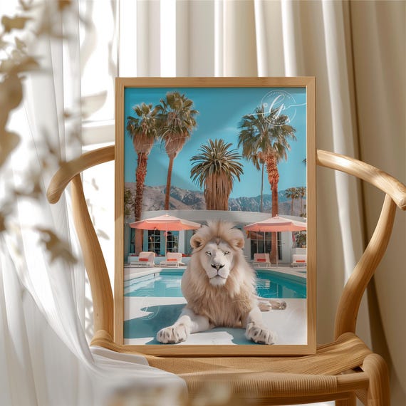 Palm Springs Pool Print Gift For Her California Mid Century Modern Poolside California Desert Palm Springs Poster Retro Print