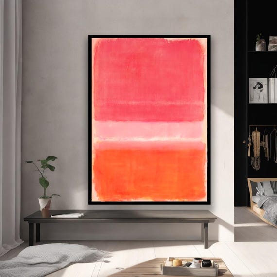 Abstract Color Field Canvas Rothko Inspired Modern Wall Art Red Orange Tones
