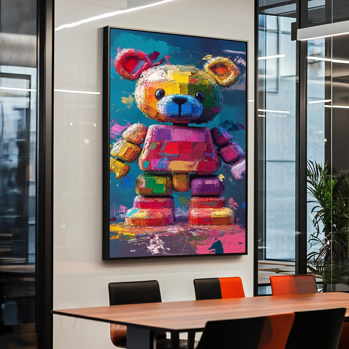 Vibrant Colorful Pop Art Bear Cub Painting Modern Toy Style Poster