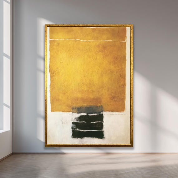 Abstract Yellow And Black Modern Art Canvas Painting Contemporary Wall For Home Decor