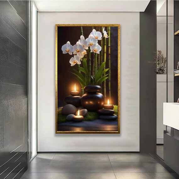 Zen Spa Wall Art Orchid Bamboo And Candle Relaxation Canvas Print