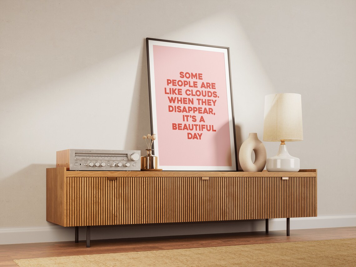 Some People Are Like Clouds Funny Quote Poster Cream Minimalist Wall Decor - Image 3