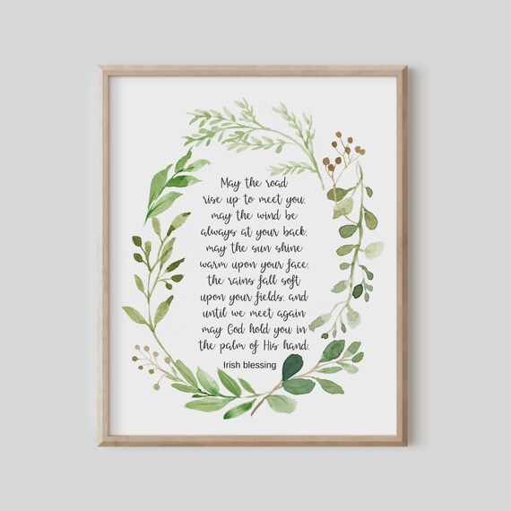 Irish Blessing May the Road Rise Up to Meet You Botanical Wall Art