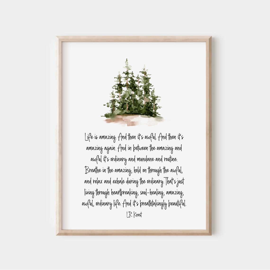 LR Knost Life Is Amazing Quote Inspirational Typography Poster