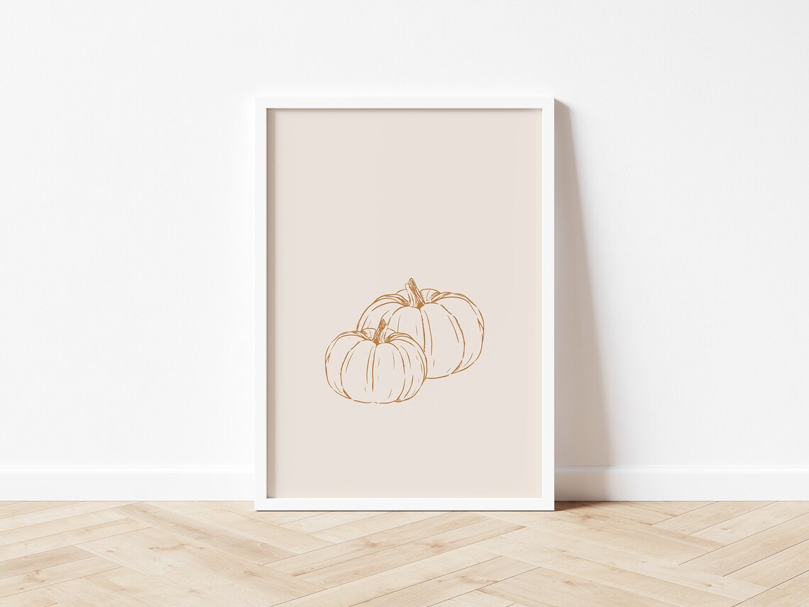 Pumpkin Wall Art Print, Neutral Autumn Thanksgiving Decor - Image 3