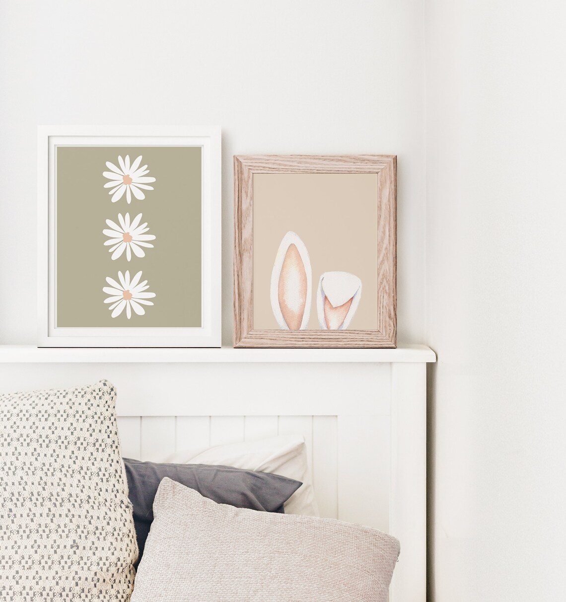 Bunny Ears Watercolor Easter Decor Wall Art Print - Image 4