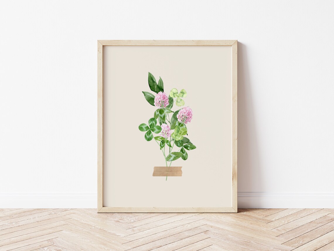 Watercolor Clover Print, Pastel Spring Botanical Art Print - Image 5