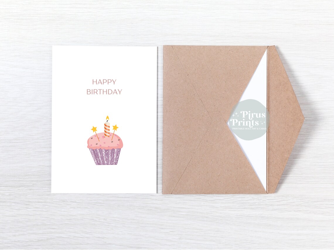 Cupcake Birthday Card, Minimal Greeting Card - Image 4