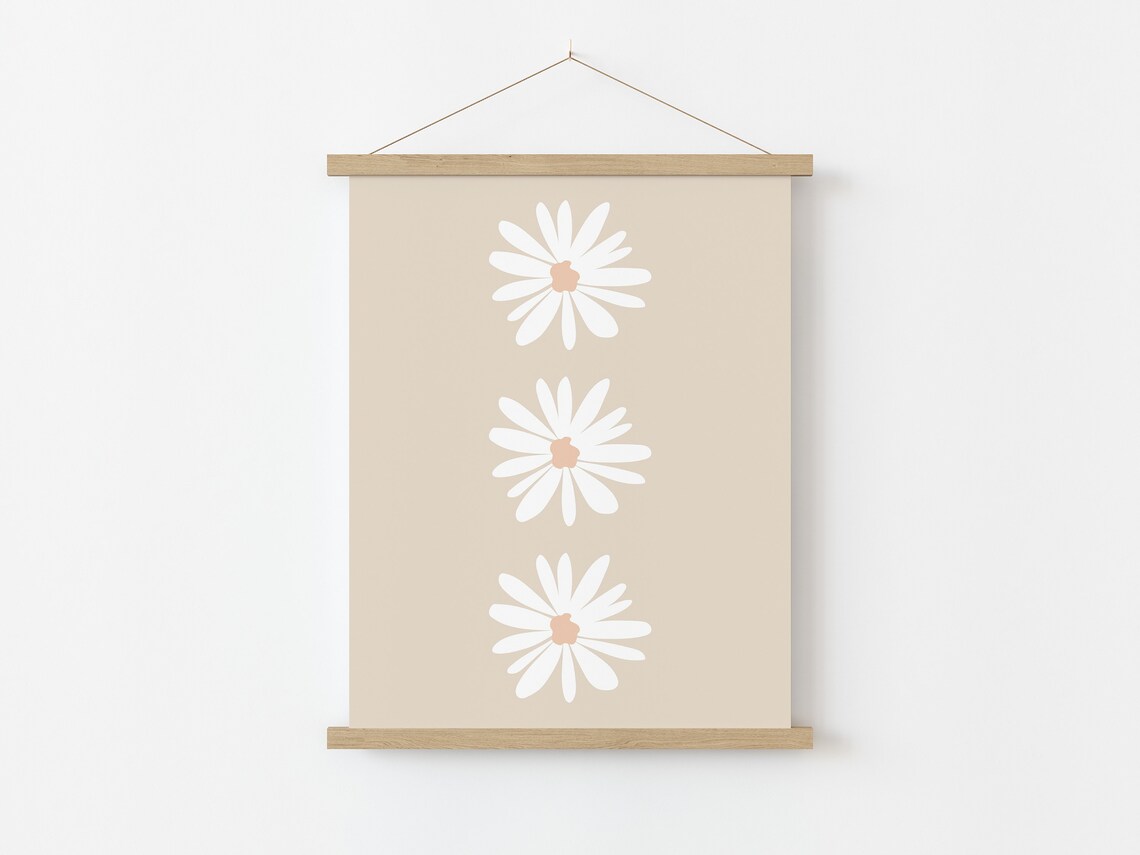 White Daisies, Boho Spring Flower Wall Art Print - Image 4