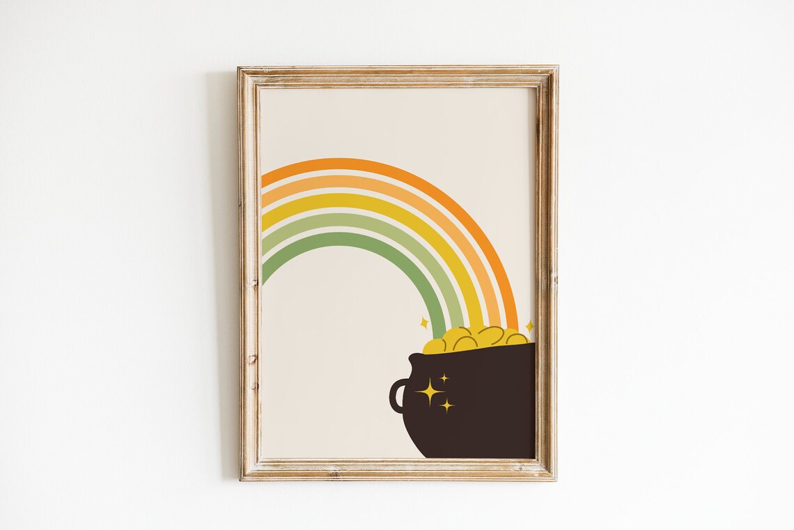 Pot O Gold St. Patrick's Day Boho Rainbow Art Print - Image 5