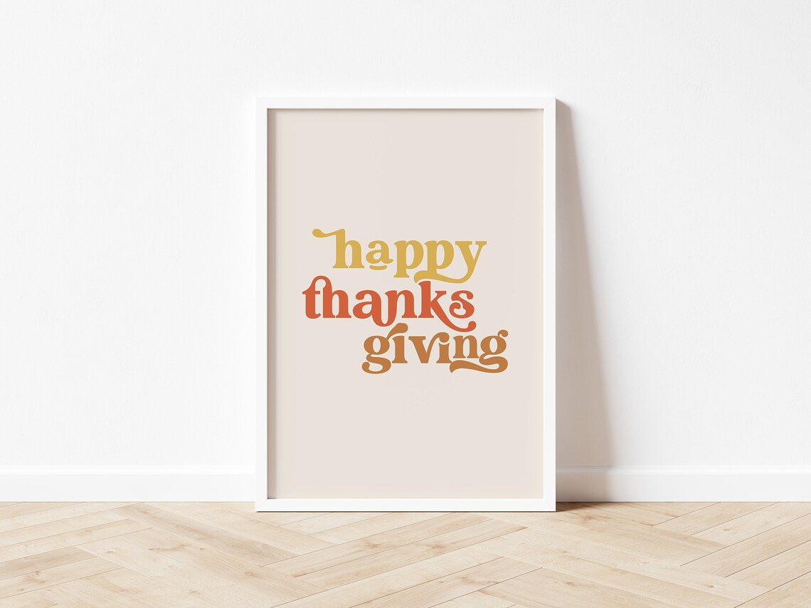 Happy Thanksgiving Retro Thanksgiving Art Print - Image 2