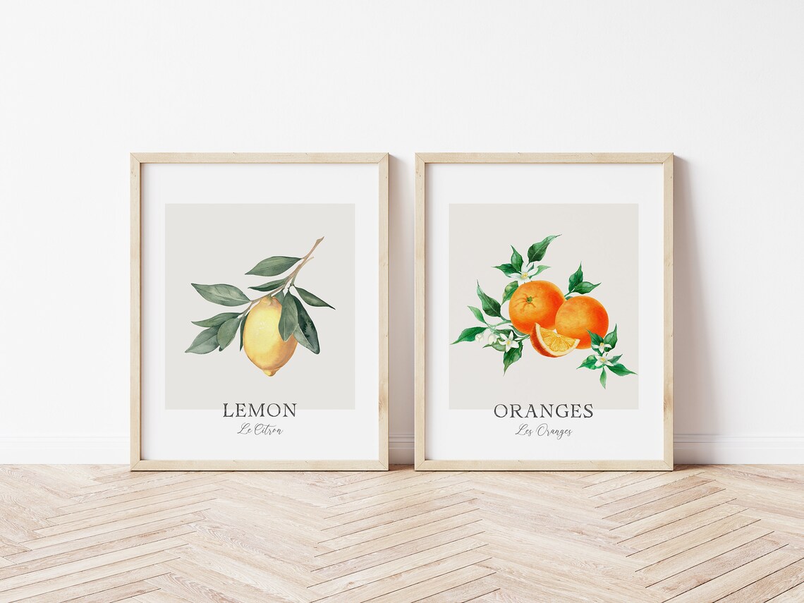 Lemon Print Kitchen Wall Art Watercolor Lemon Wall Decor Fruit Art Print Instant - Image 3