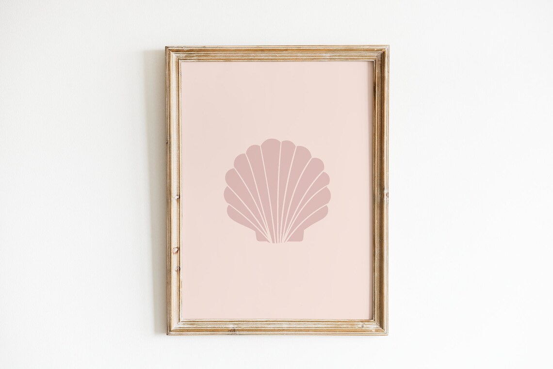 Pink Sea Shell Beach Poster, Danish Pastel Decor - Image 3