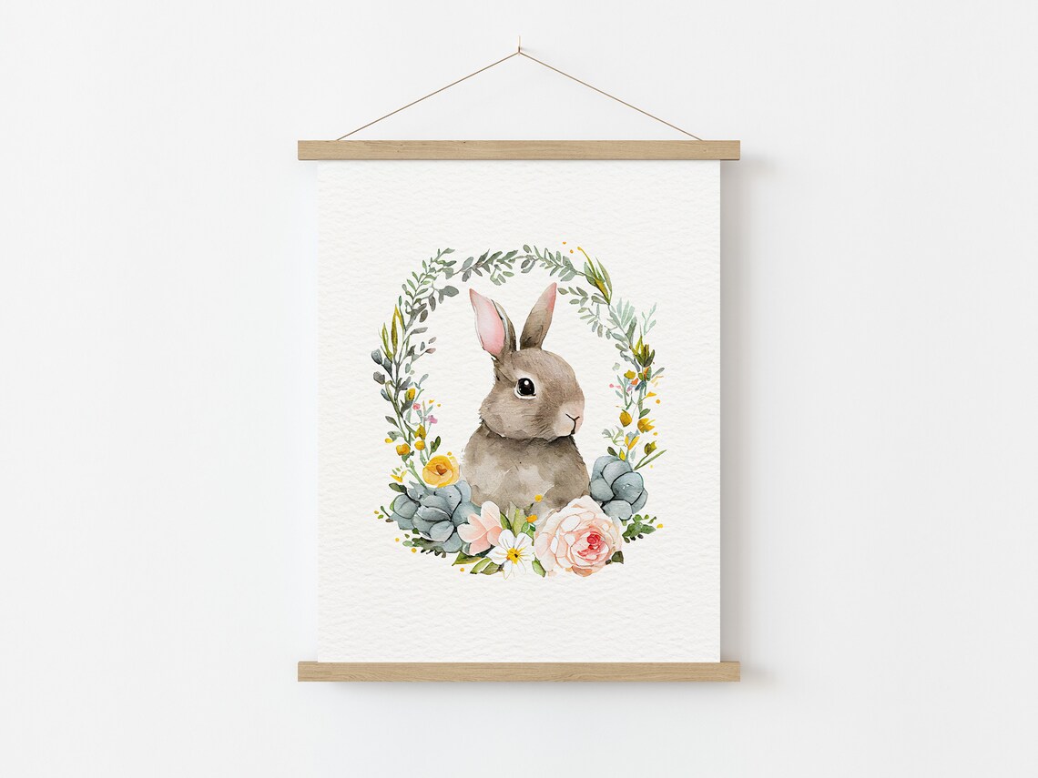 Easter Bunny Easter Decor Watercolor Poster - Image 3