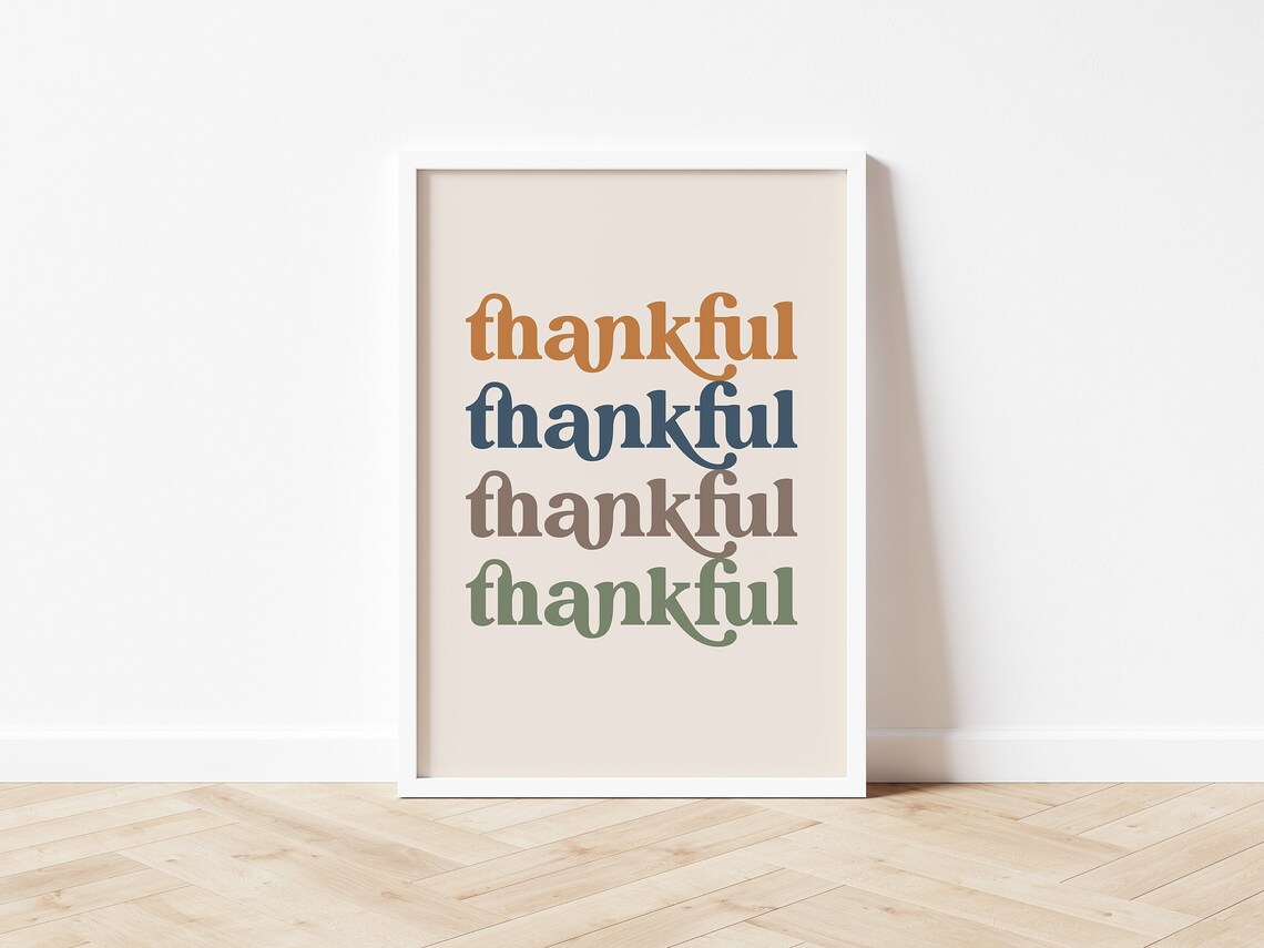 Thankful Boho Thanksgiving Art Print, Orange And Teal - Image 4
