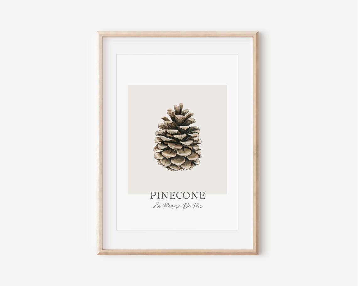 Watercolor Pinecone Botanical Print Neutral Winter Cabin Wall Art - Image 4