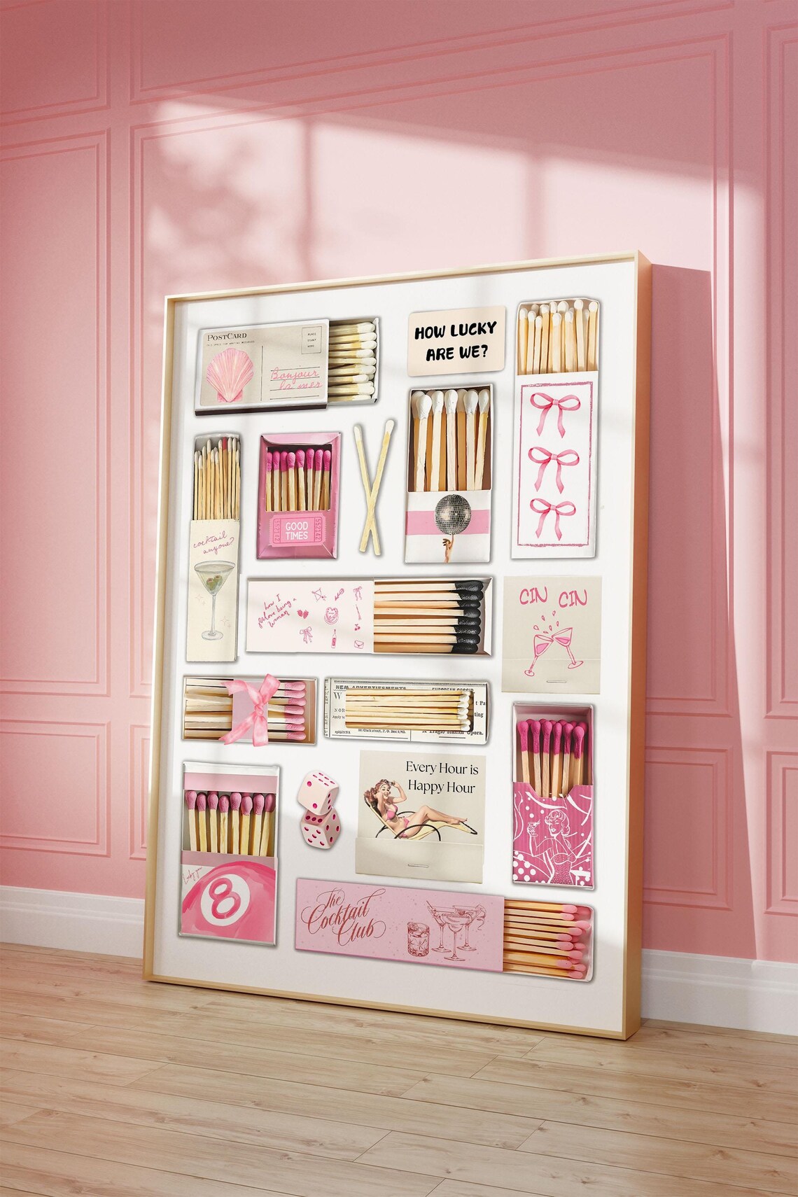 Trendy Matchbook Pink Vintage Retro Art Print