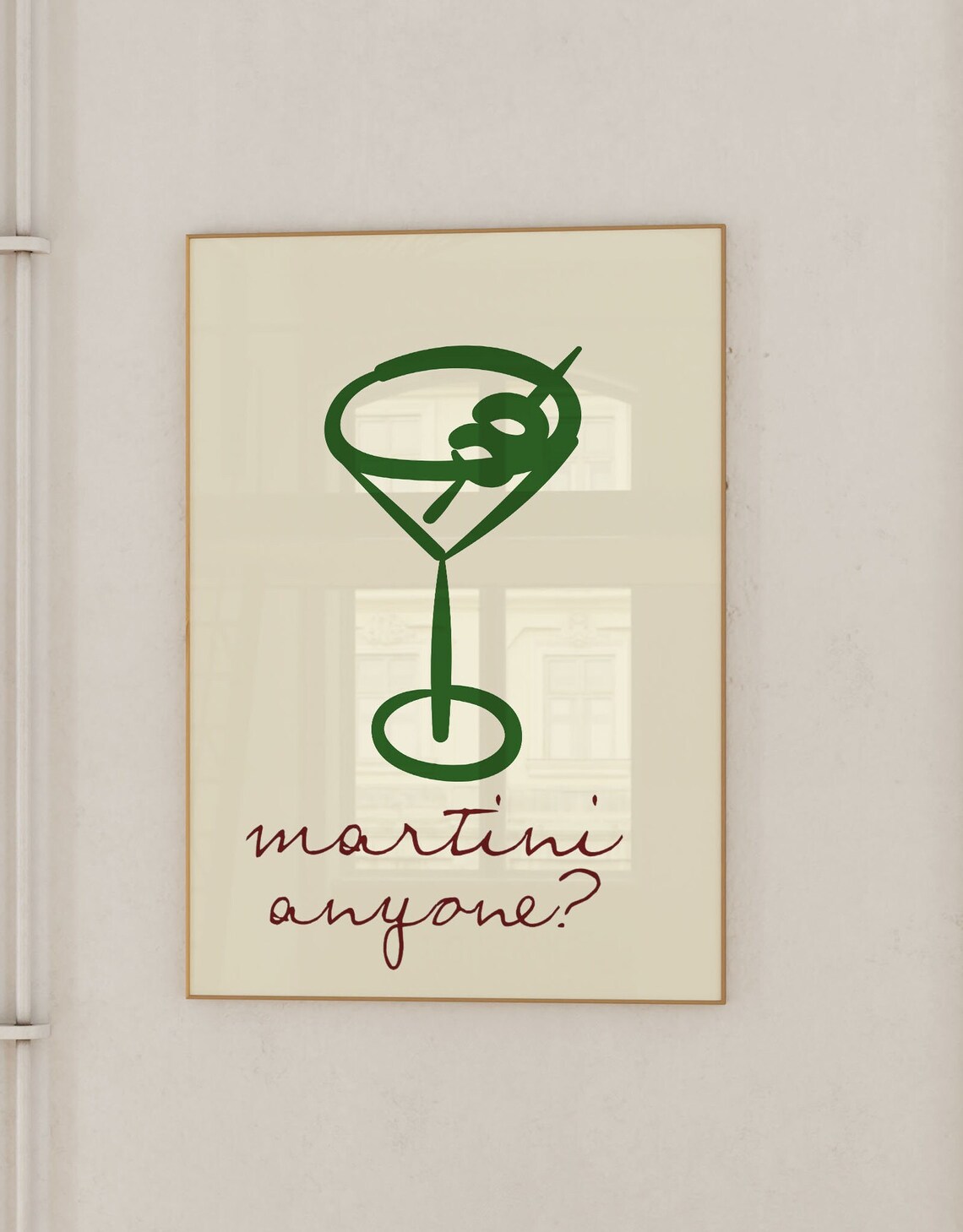 Retro Bar Cart Cocktail Art Print, Apartment Decor - Image 2