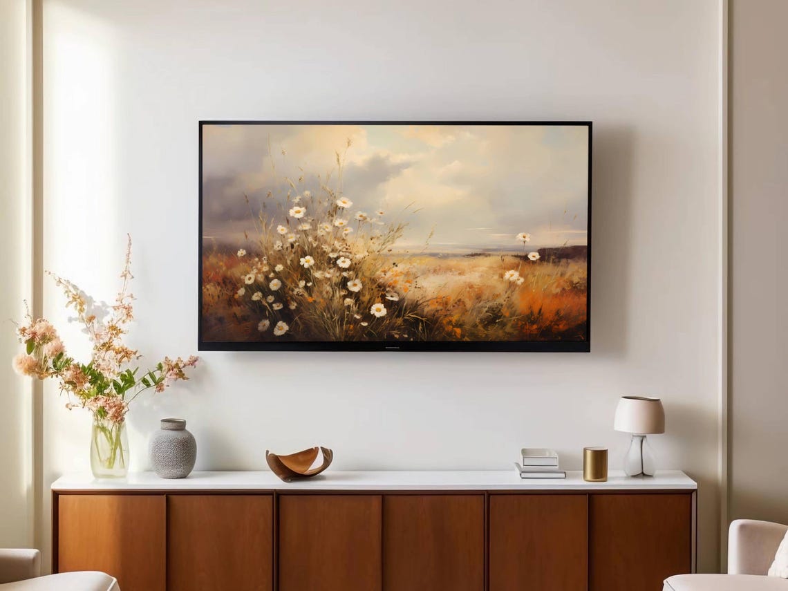 White Daisies Spring Meadow Wildflower Field Vintage Botanical Poster - Image 2
