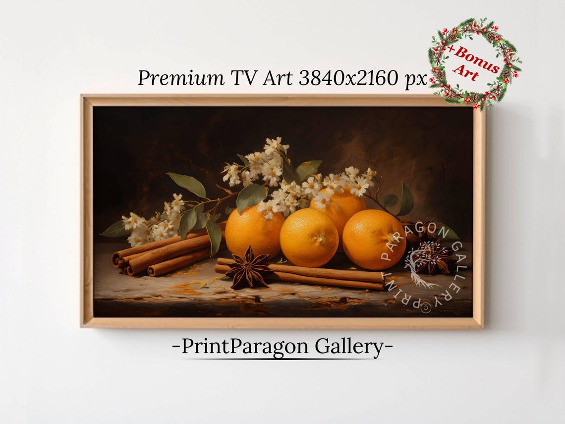 Oranges Cinnamon and Star Anise Christmas Still Life Wall Art