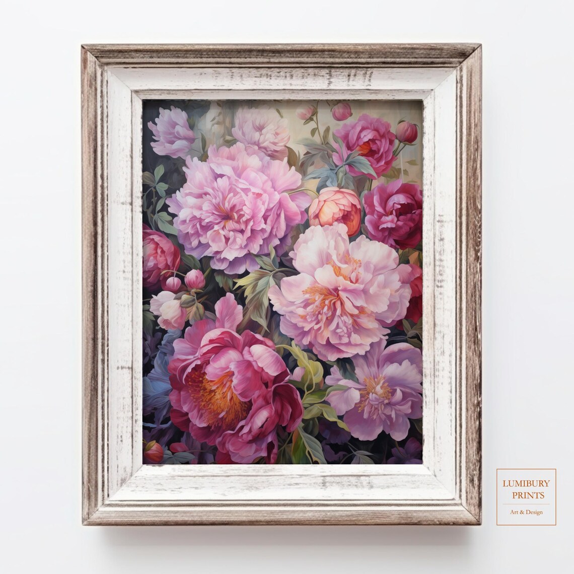 Vintage Peony Art Print, Floral Botanical Decor