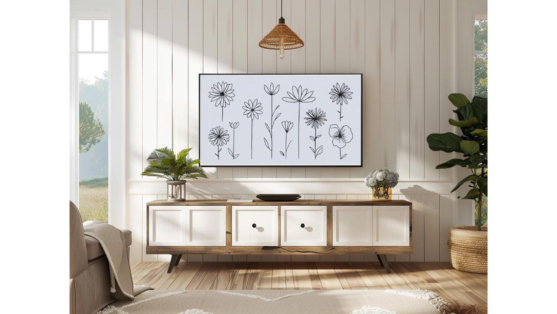 Black Line Drawing Wildflowers Minimalist Botanical Farmhouse Poster - Image 3