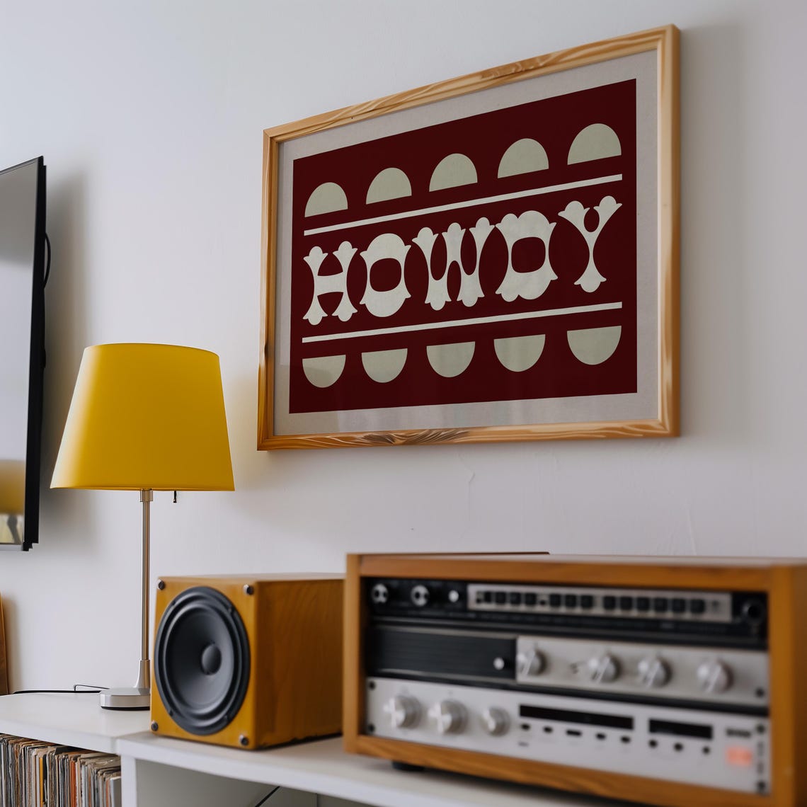 HOWDY Western Typography Brick Red Cream Retro Entryway Wall Poster - Image 3