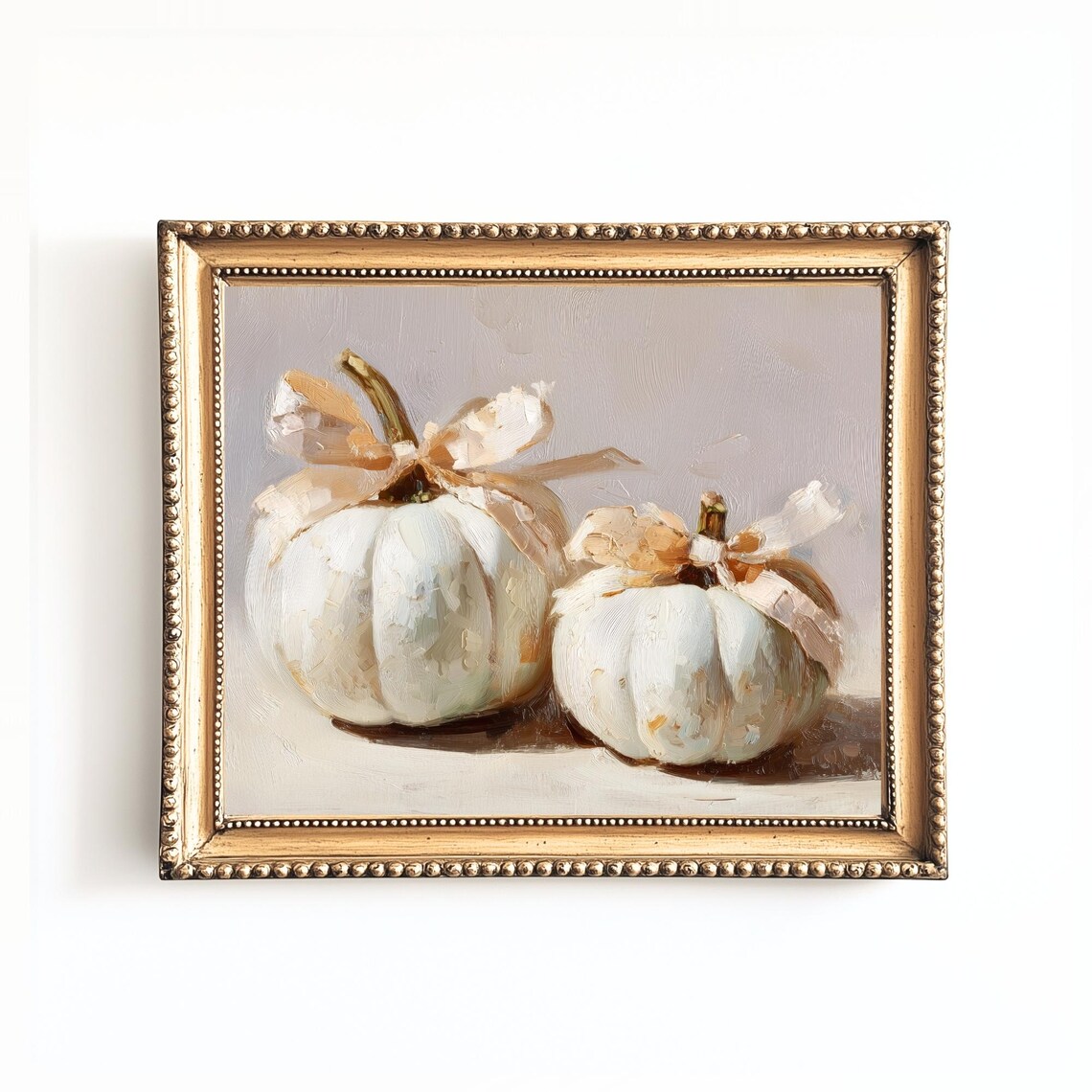 Rustic White Pumpkin Print Cozy Farmhouse Autumn Still Life
