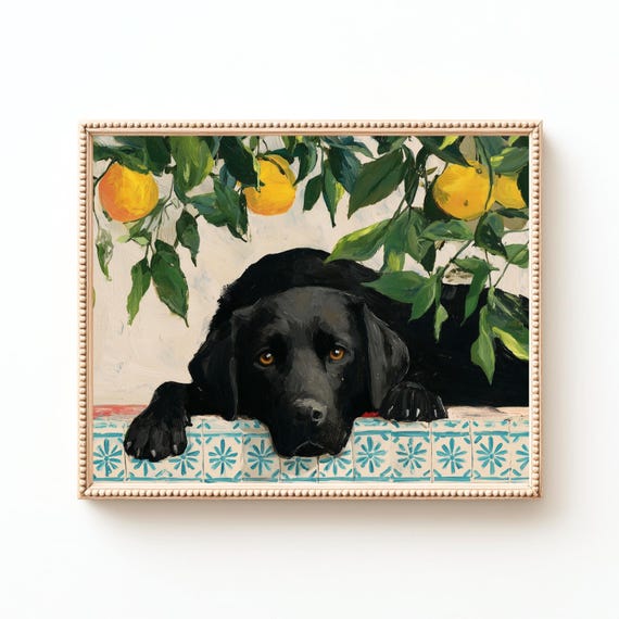 Black Lab Lemon Tree Print Mediterranean Kitchen Decor