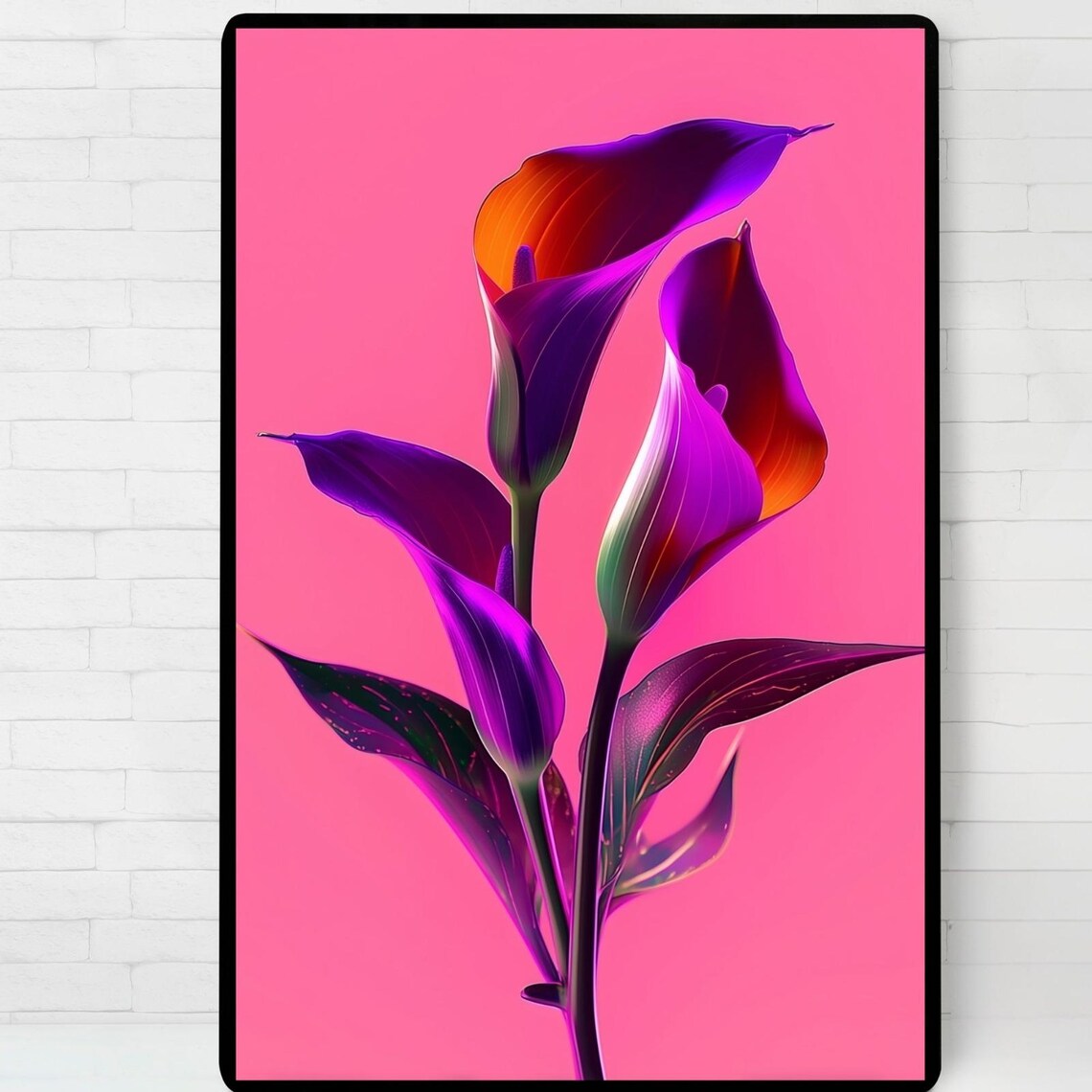 Neon Calla Lily Print, Modern Floral Art Print