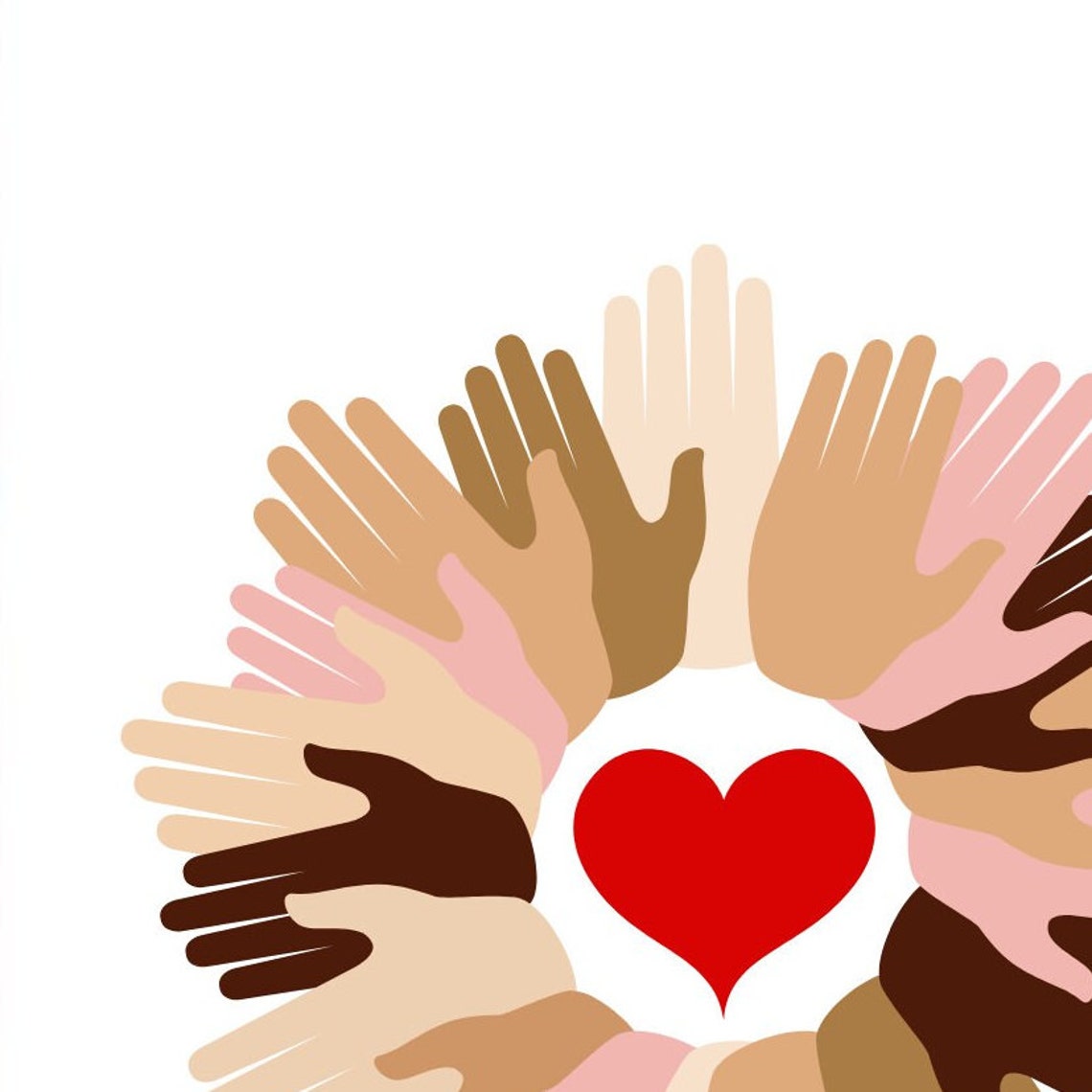 Diverse Hands Red Heart Wreath Unity Love Inclusion Art Poster - Image 4