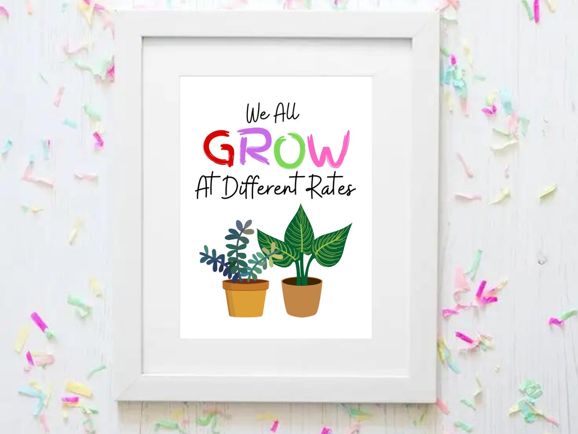 We All Grow At Different Rates Potted Plants Classroom Poster - Image 3