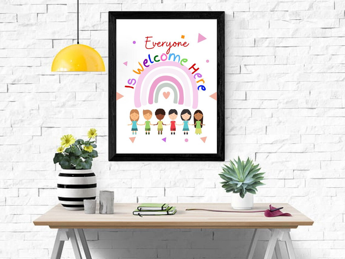 Everyone Is Welcome Here Boho Diversity Poster - Image 5