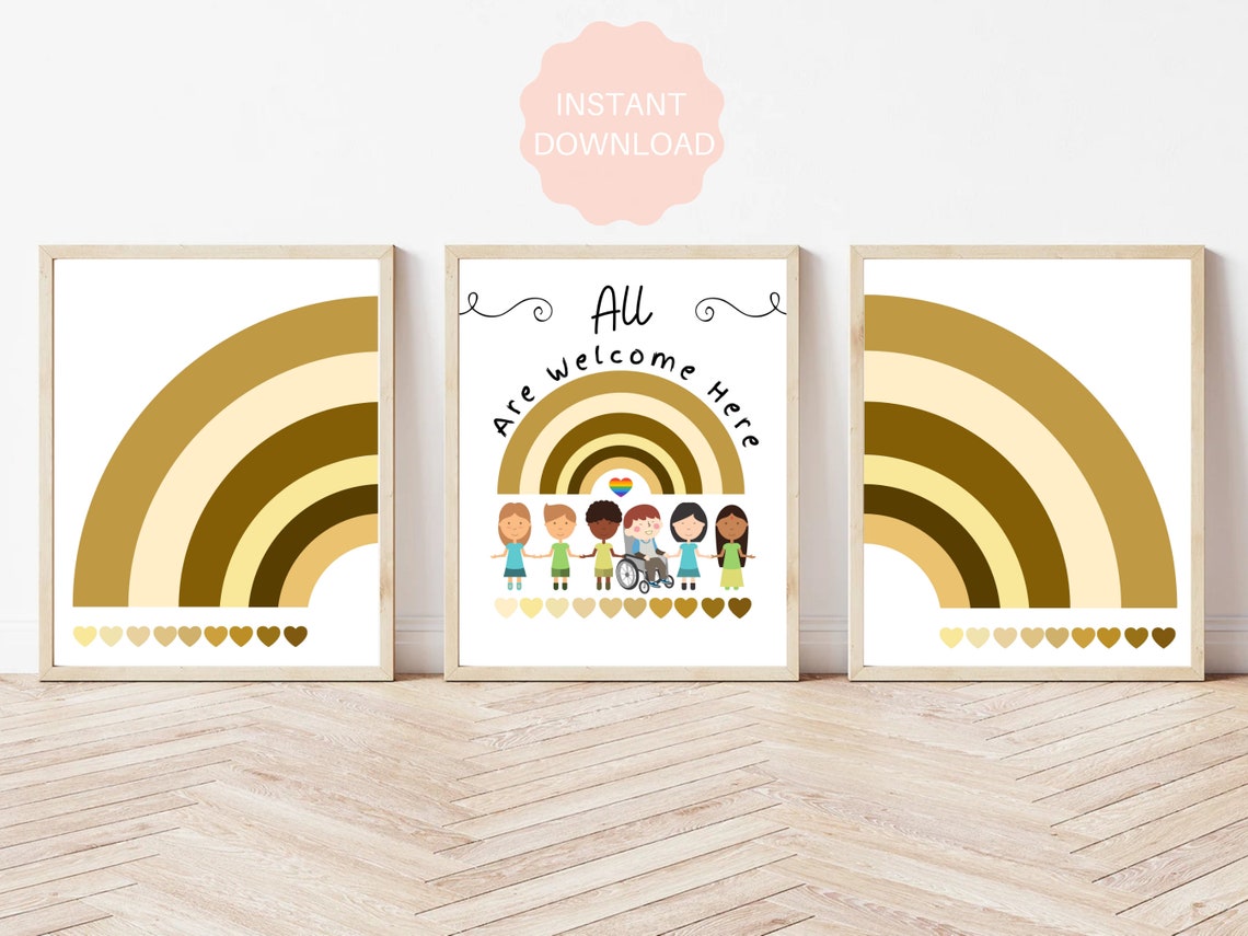 Neutral Boho Rainbow Nursery Minimalist Modern Earth Tone Poster - Image 6