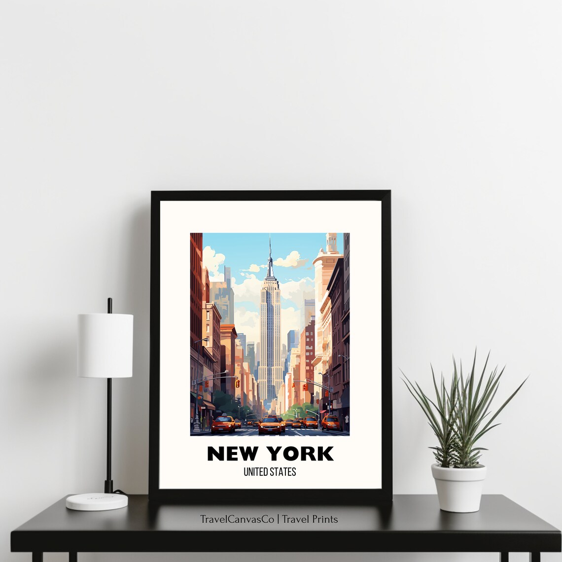 New York Manhattan Empire State Building Yellow Taxis Travel Poster - Image 3