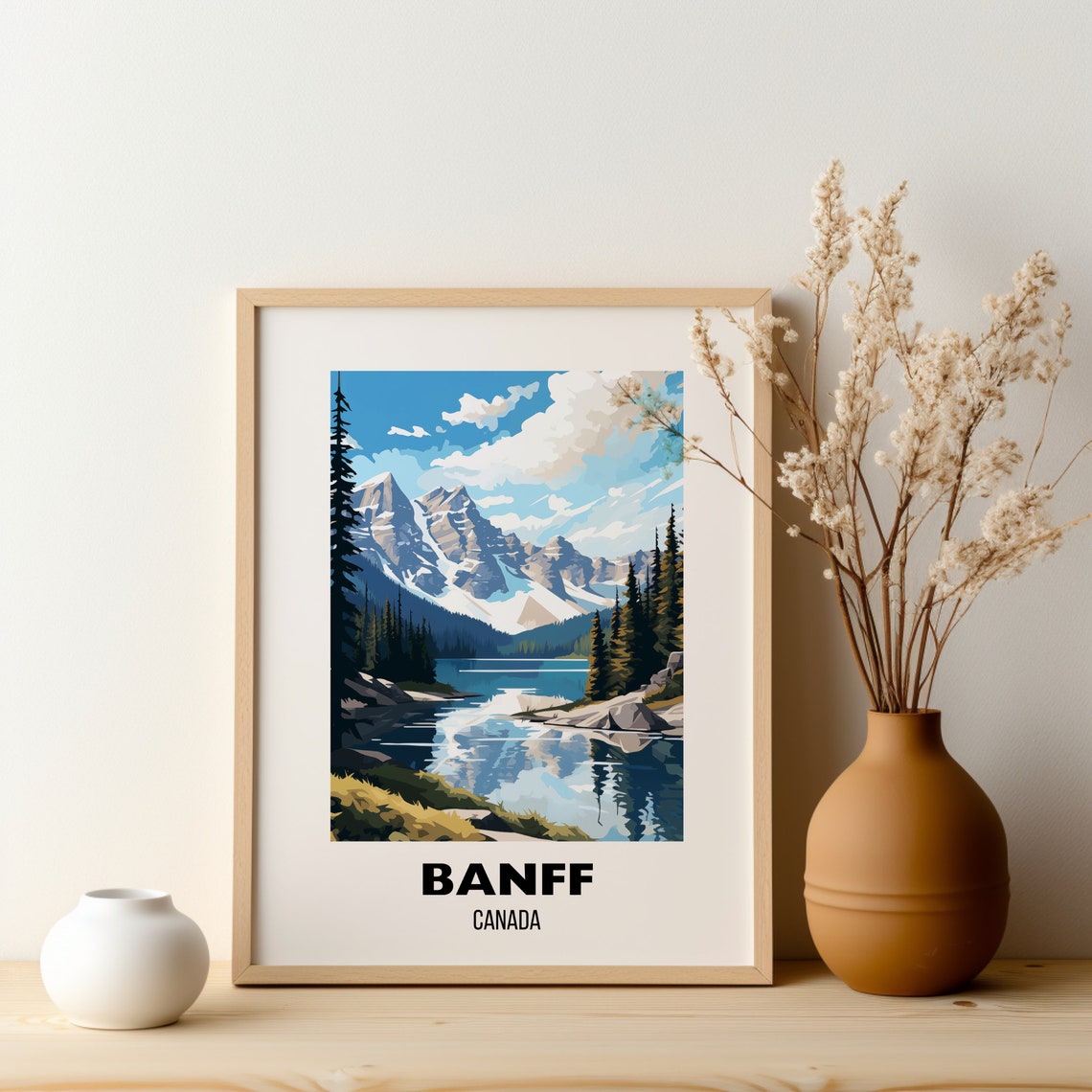Banff Canada Moraine Lake Snowy Mountain Reflection Travel Poster - Image 2