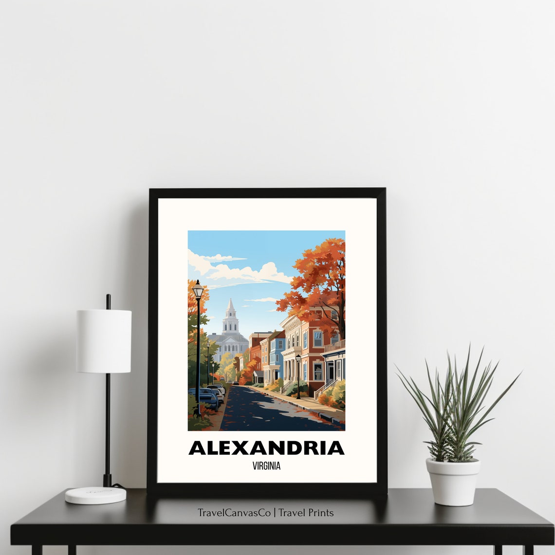 Alexandria Virginia Autumn Old Town Street Scene Travel Poster - Image 3